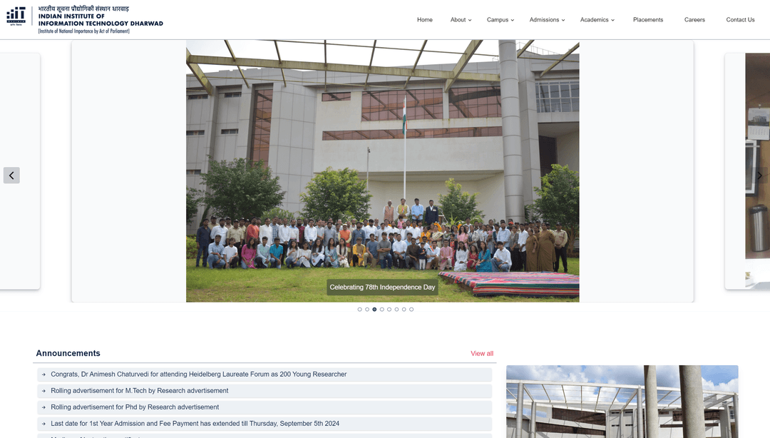 IIIT Dharwad Website image